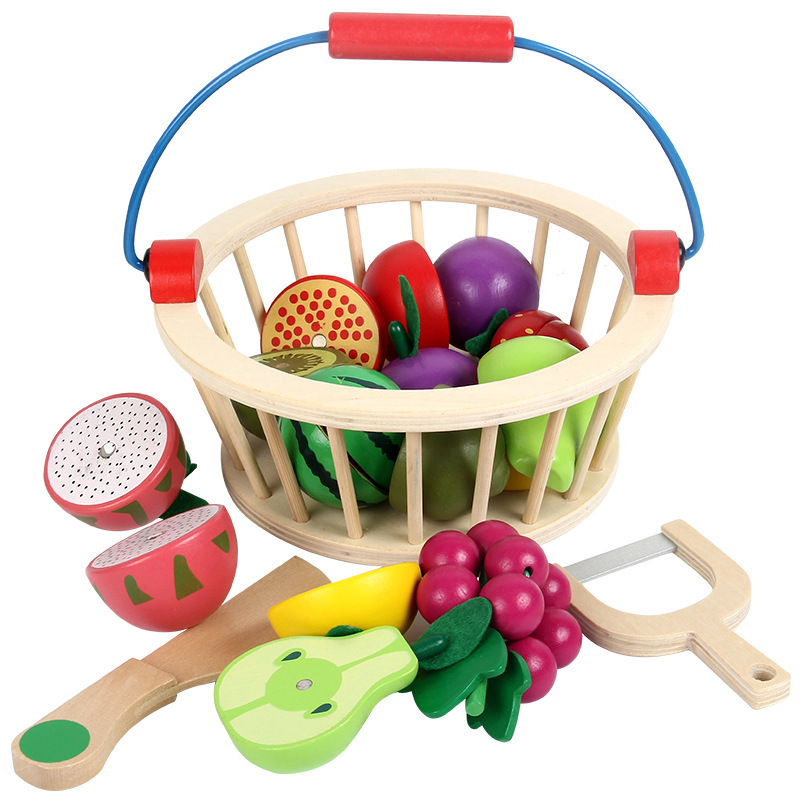 Children's wooden magnetic fruit cutting toys fruit and vegetable cutting baby cutting play house kitchen toys