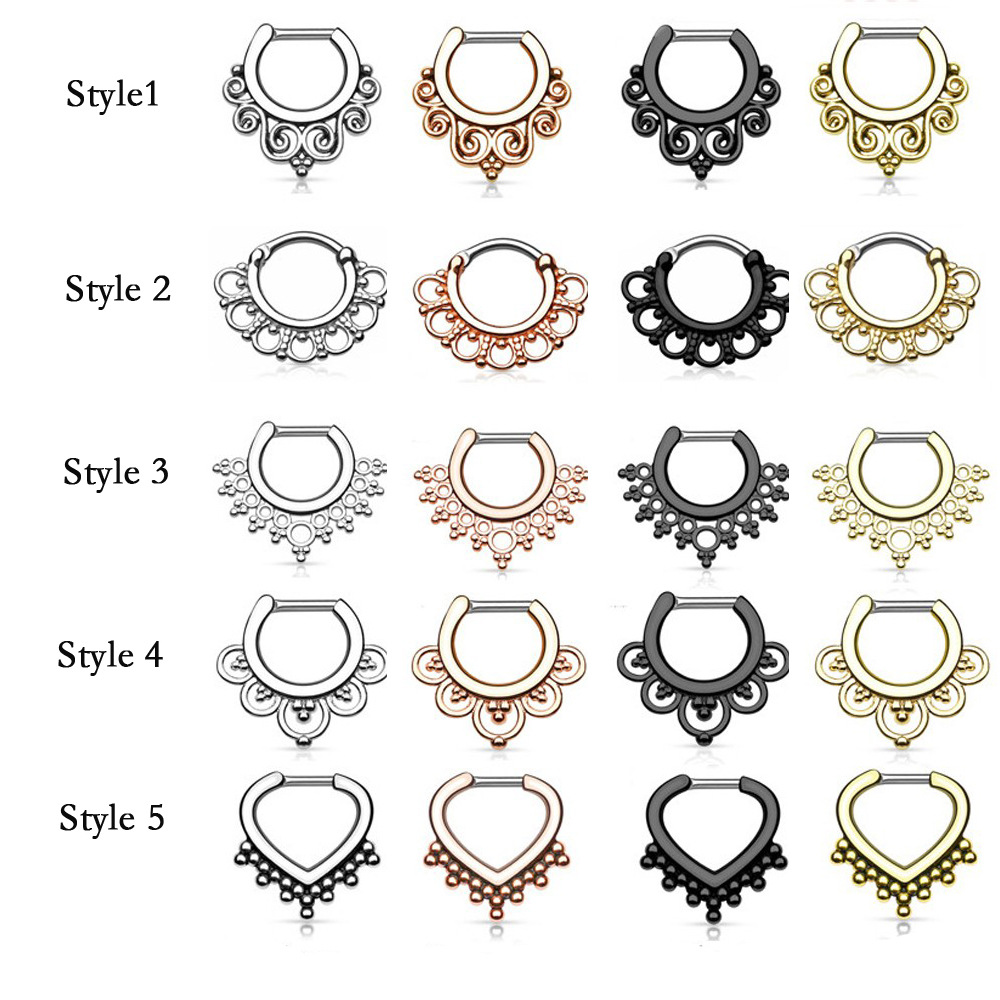 Cross-border middle Rod titanium nose ring nasal septum is not easy to be allergic mixed nose nail puncture heart-shaped nose ring ear ring jewelry