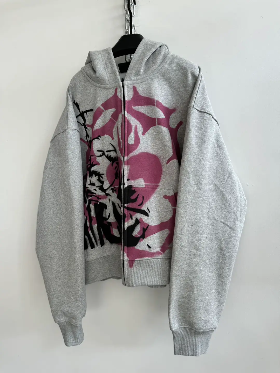 Hell System Official 24 Graffiti Spray Painting Short Wide Silhouette Loose American Style Unisex Hoodie
