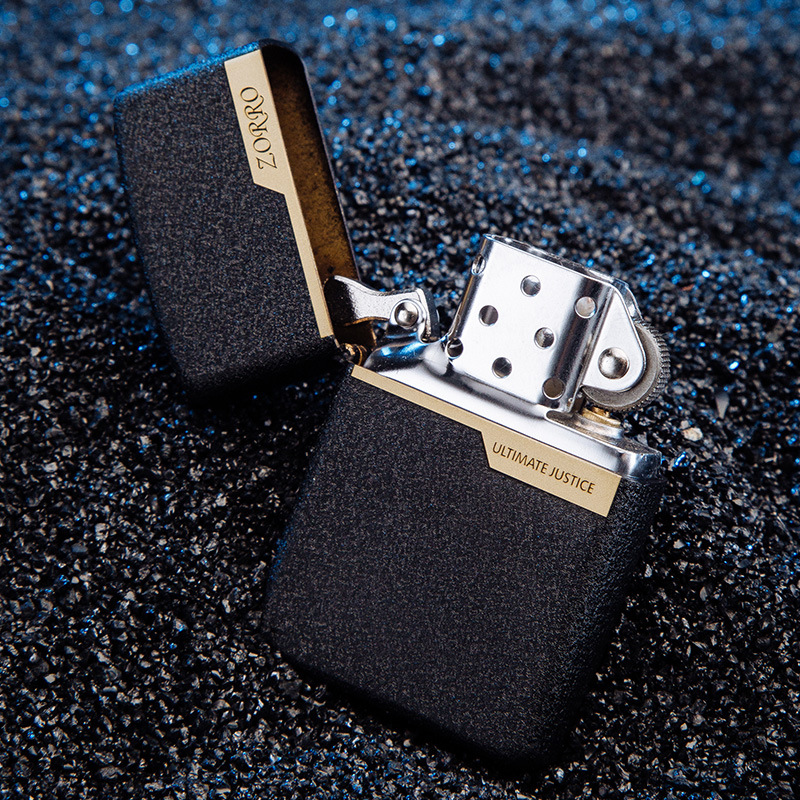 Zorro Lighter Logo Original Copper Light Plate Glossy Light Plate Copper Shell Pure Copper Windproof Black Ice Lighter Wholesale Z801