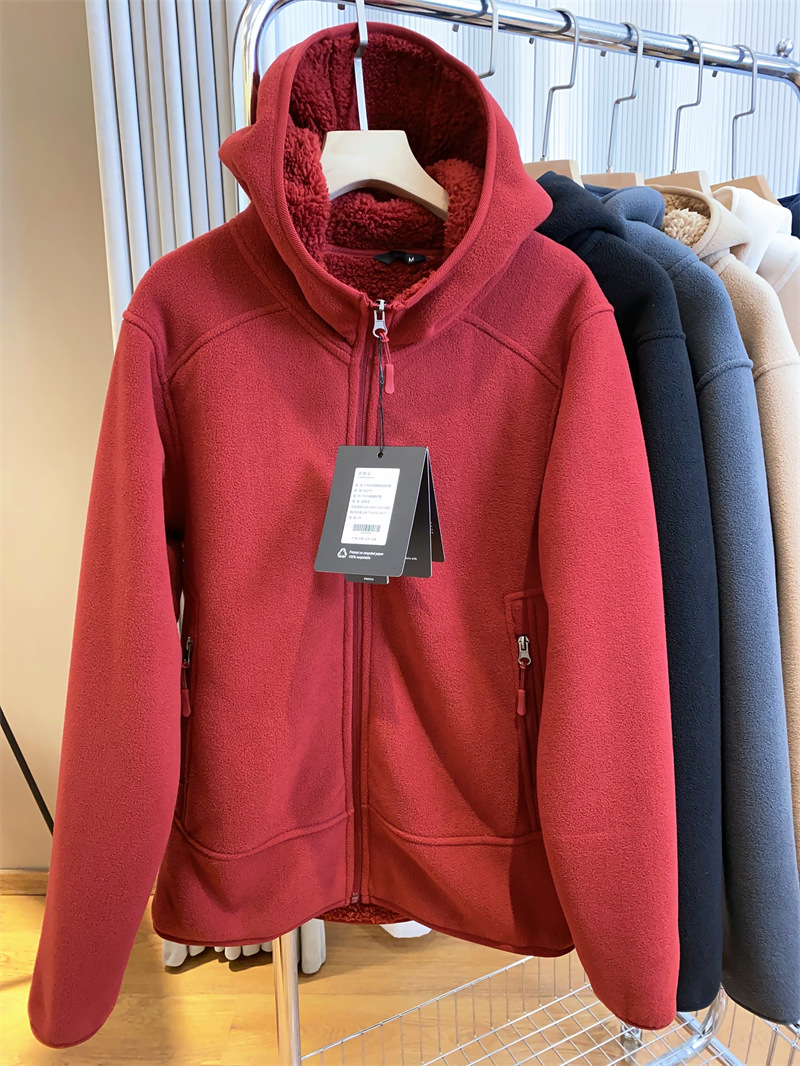 Order Placed! Couple's Style~ Thickened Warm Double-Sided Fleece Windproof Outdoor Hooded Jacket Sweatshirt for Men