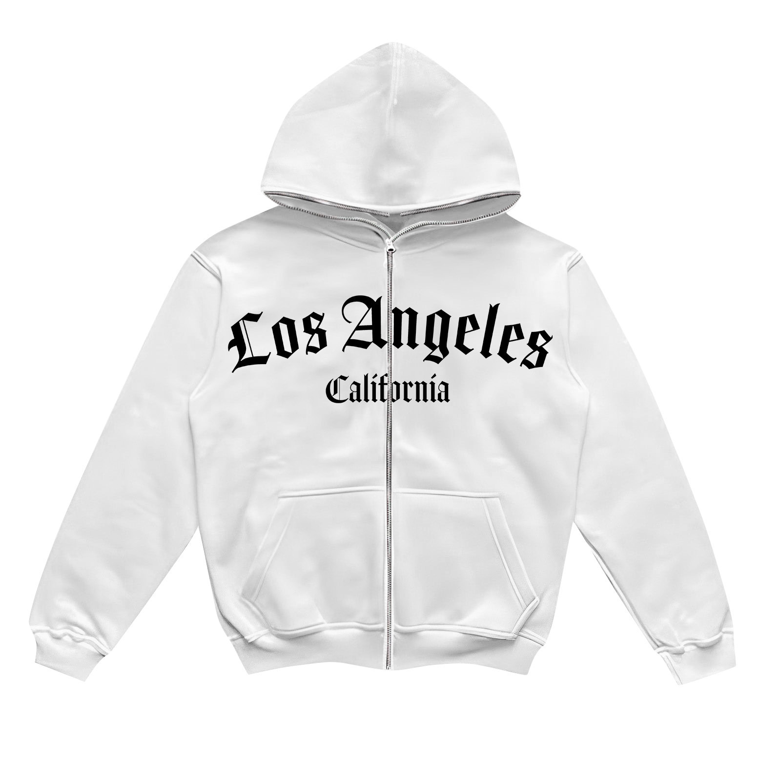 Cross-border AliExpress New fleece-lined Zipper Hoodie European and American Los Angeles california Jacket fleece-lined Men Foto QC de 1688 na Qualit.ly