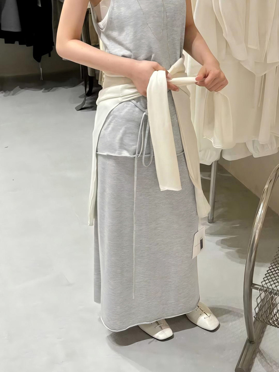 Love and Nancy Thirteen Lines 2026 Summer Korean Lazy Style Lace-Up A-Line Comfortable Breathable Tencel Skirt for Women 04141