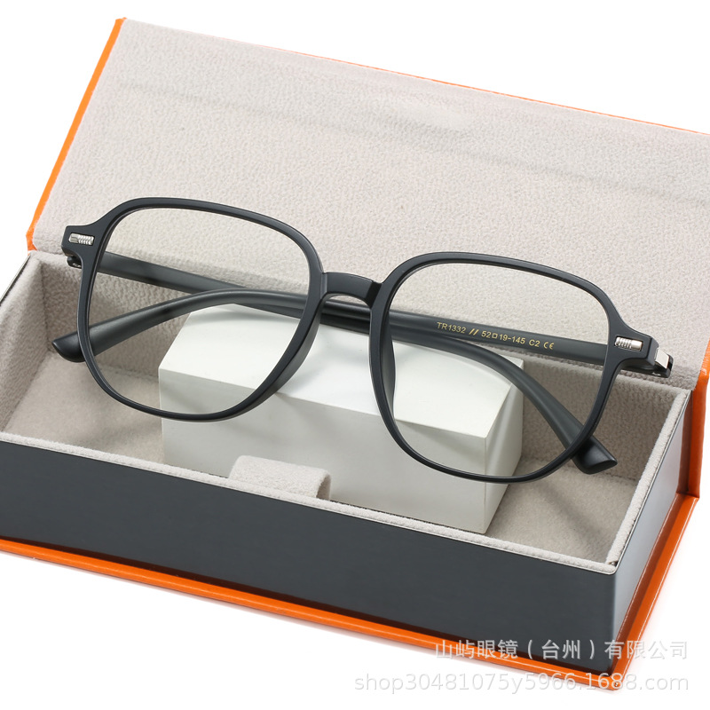 New super light large frame round retro glasses frame fashion trend glasses big face slimming TR90 anti-blue light glasses