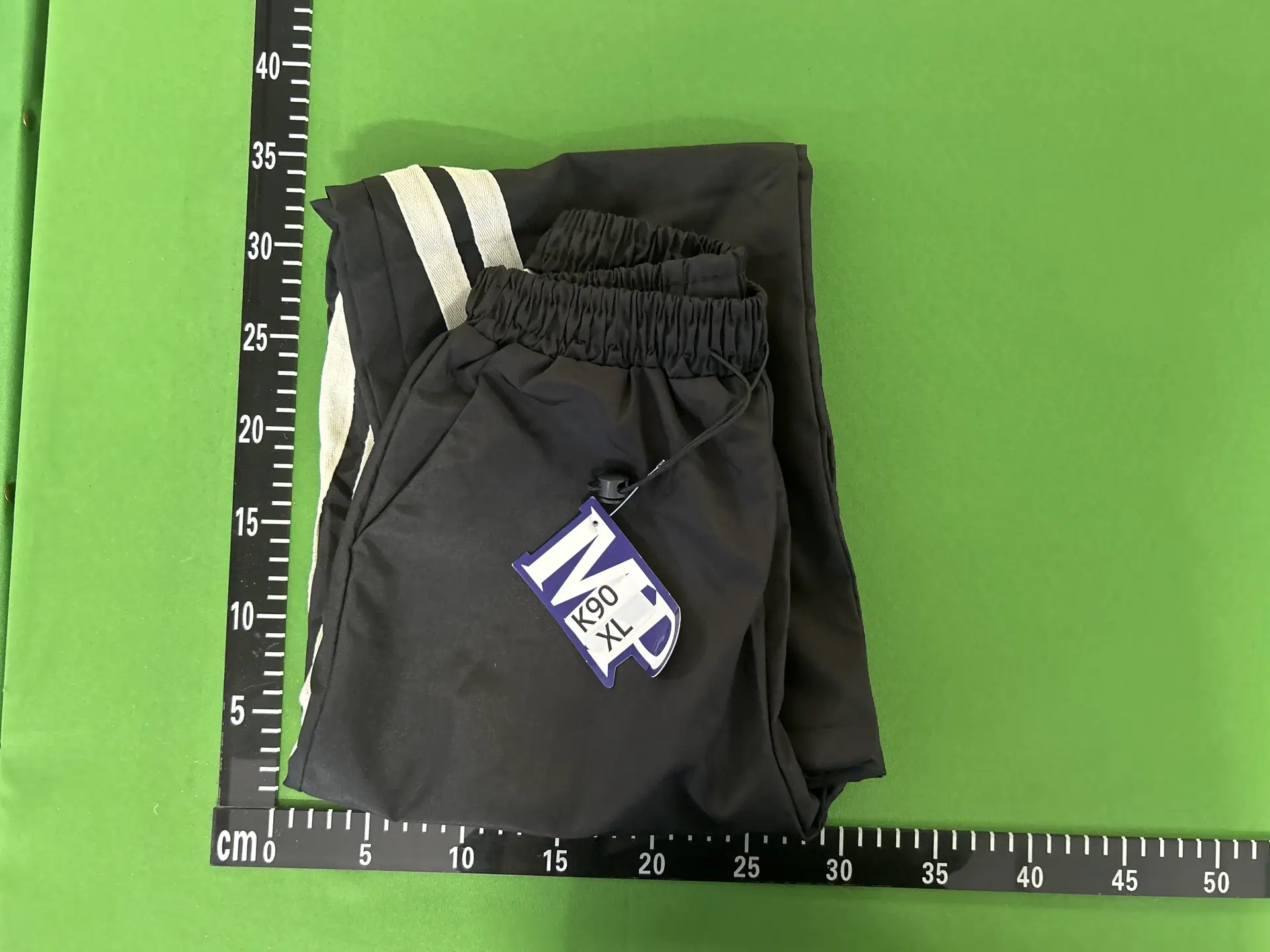 MD K90 XL black pants with white stripes