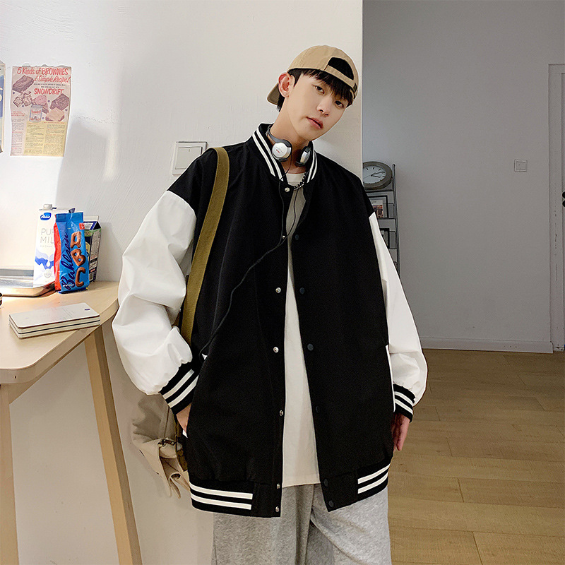 American Bomber Jacket Men's 2025 Spring and Autum Loose Student Pure Color Trendy Brand Baseball Uniform High-End Jacket