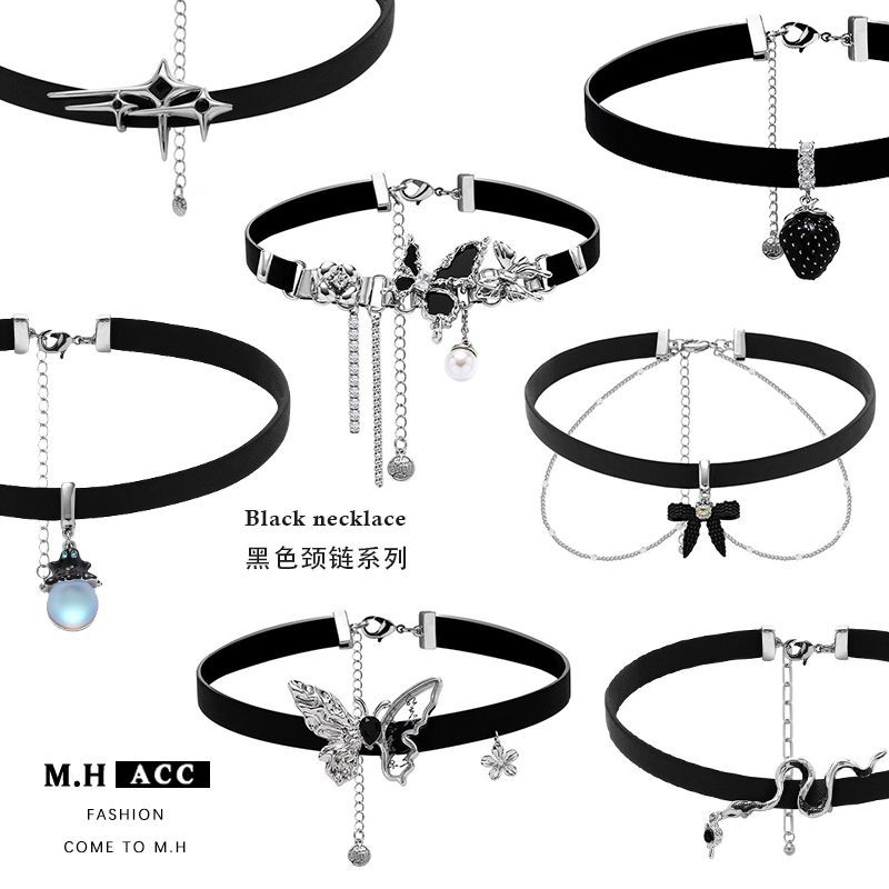 Black Hip Hop Punk Style Collar Choker High Style Retro Leather Necklace Original Niche Design Necklace Women