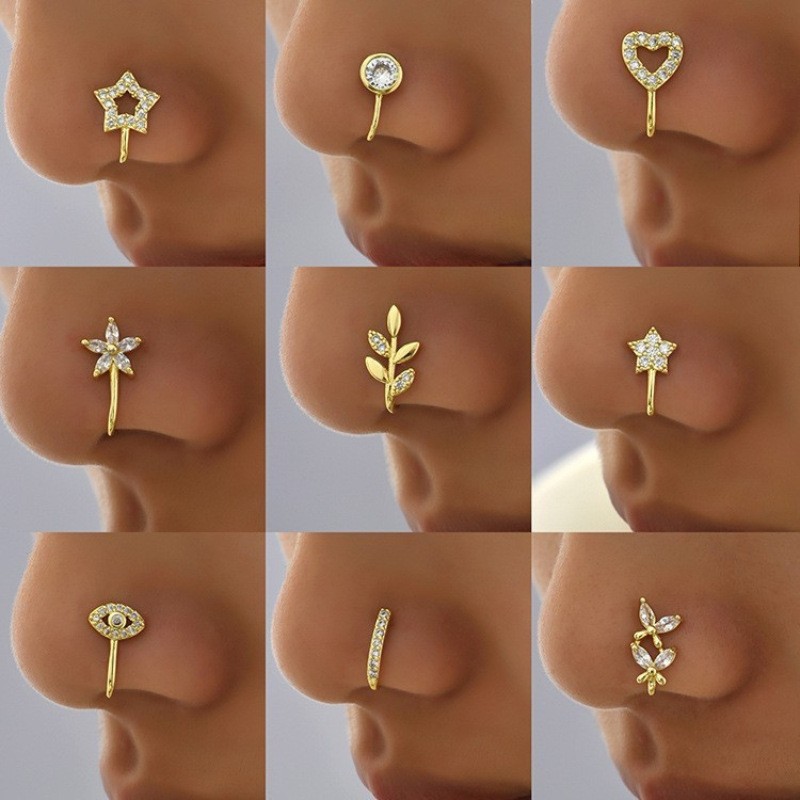 Cross-Border U-Shaped Nose Clip DIY European and American Punch-Free Nose Clip Copper Electroplating 18K Real Gold Adjustable Jewelry Manufacturer Direct Sale