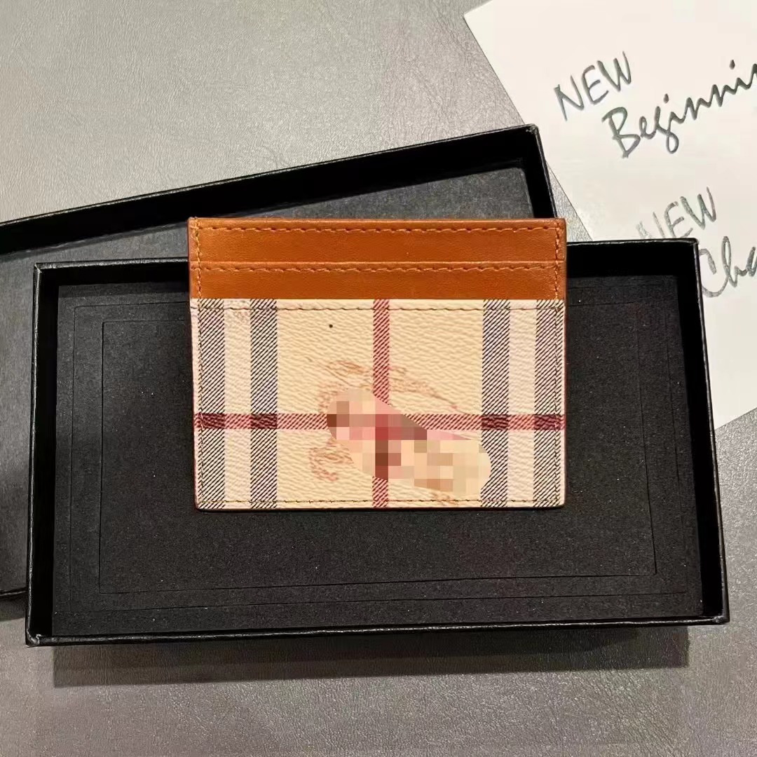 Directly Approved from the Manufacturer, Ready-Made Second-Hand Card Holder, Coin Purse, Double-Sided Card Slot, Plaid Cosmetics Bag, Trendy Brand, Big-Name Leather