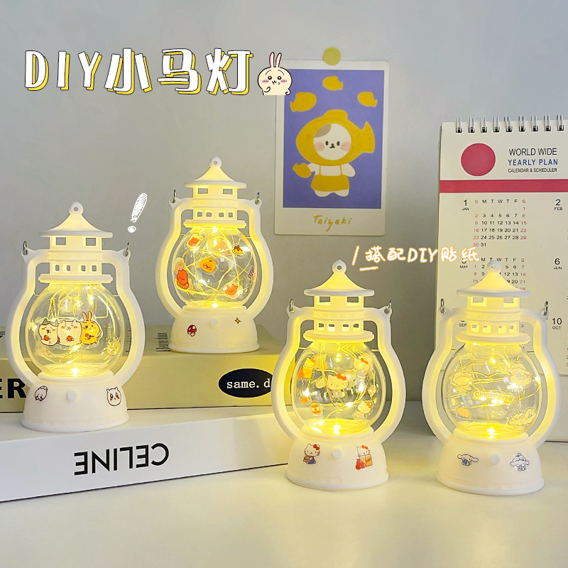 Diy Sanrio Small Oil Lamp Cartoon Nightlight Bedroom Dormitory Decorative Atmosphere Lamp 520 Valentine's Day Gift Ornaments