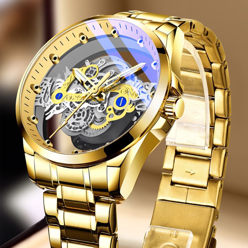 New hollow transparent full-automatic men's watch waterproof luminous foreign trade cross-border tremolo AliExpress a generation of hair