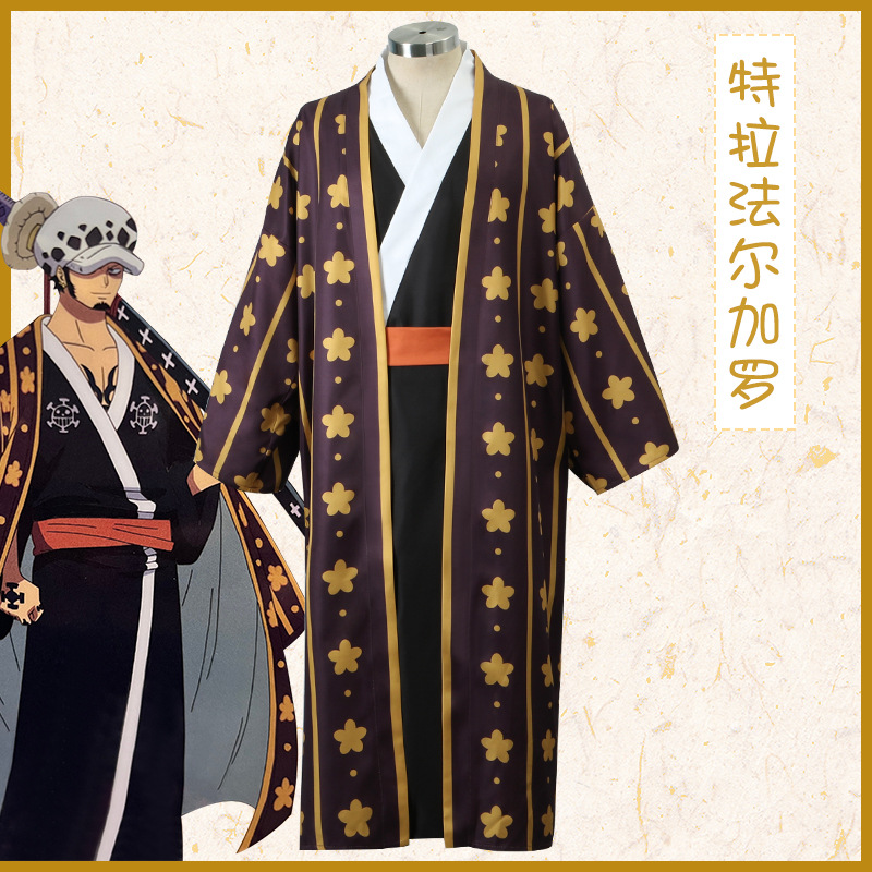 One Piece Theater Edition Trafalgarlet Japanese Yukata Kimono Suit Cos Suit Halloween