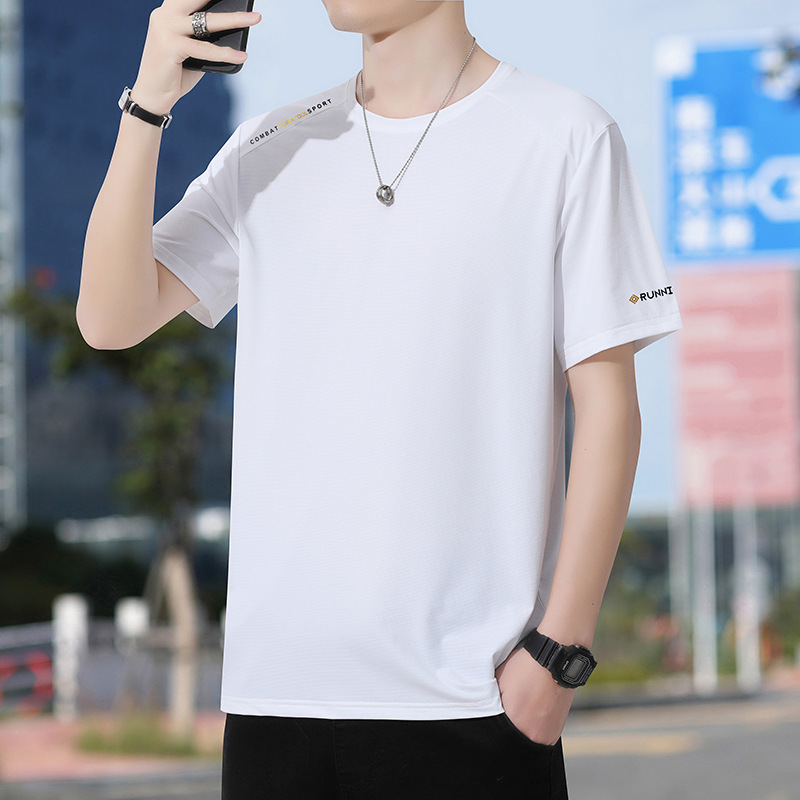 Diyu Dragon short-sleeved T-shirt men's summer ice silk round neck bottoming shirt breathable sports undershirt quick-drying men's top