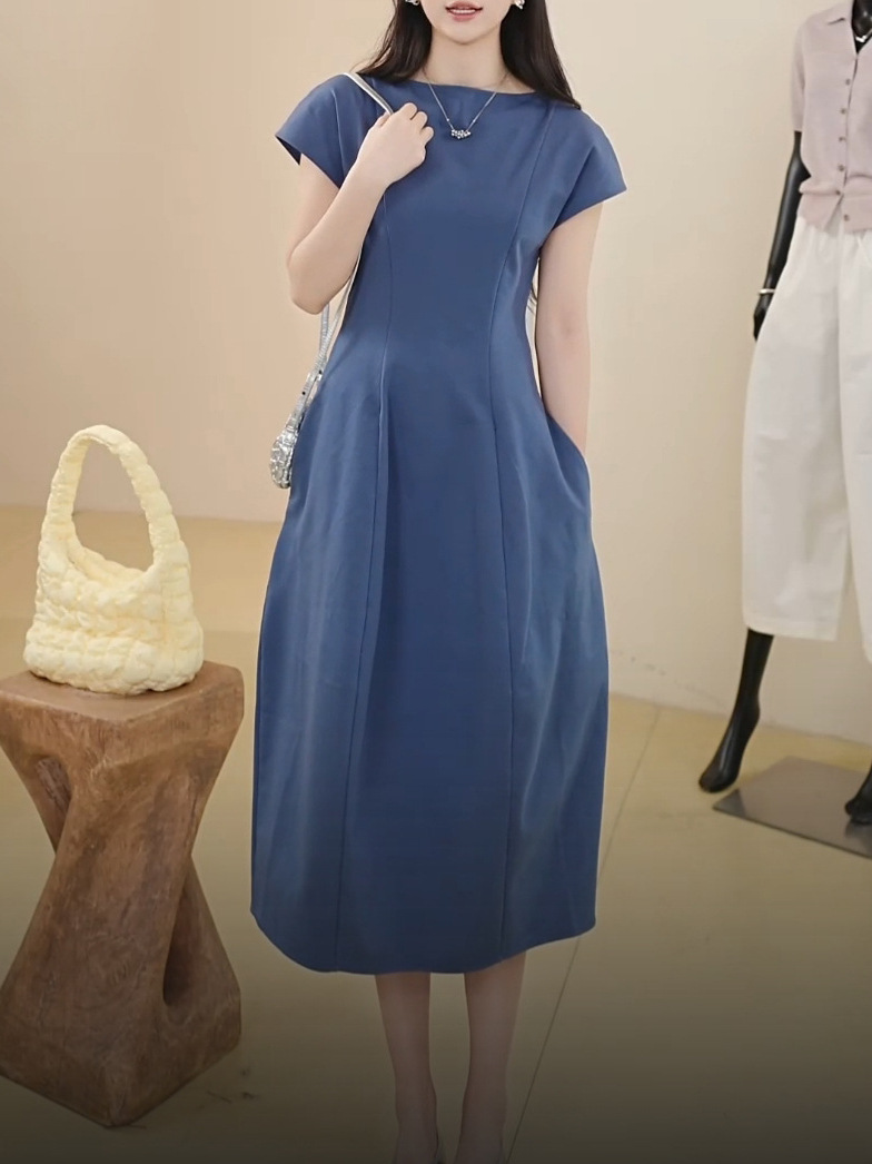 C Brand Standard Fit Knitted Mid-Length Short-Sleeve Dress Slim-Fit Short Skirt 26 Spring New 1327019002