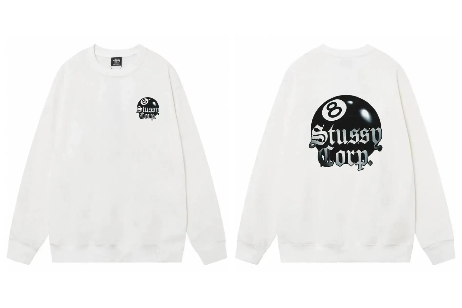 Stussy 8 Ball Crewneck White