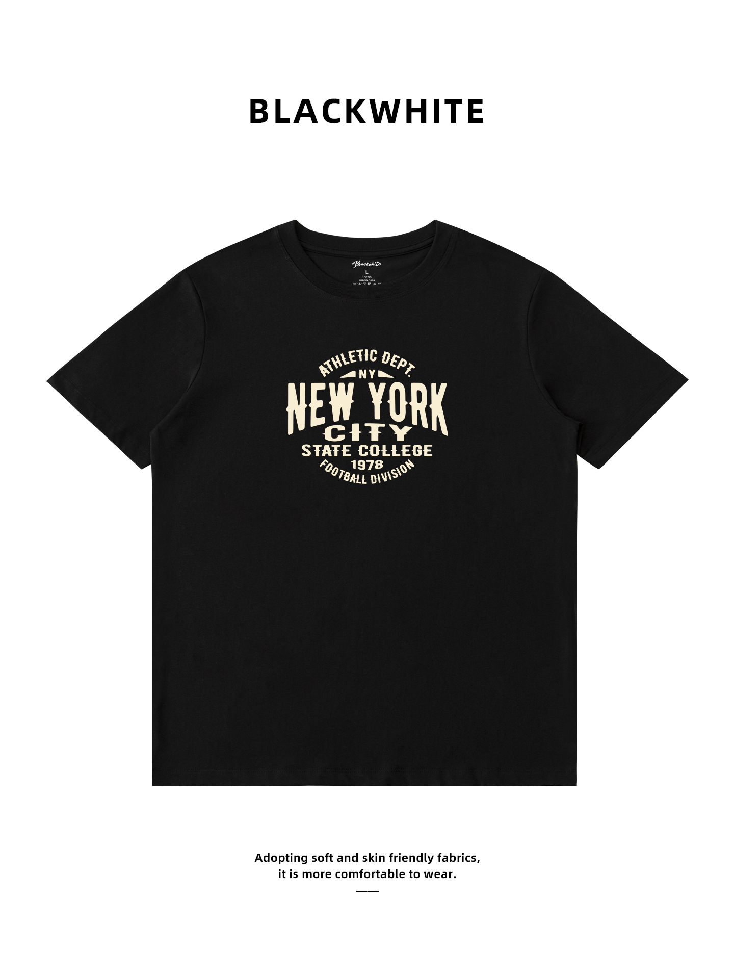 Heavyweight Cotton Round Neck Short-Sleeve T-Shirt for Men, Ins College Style Print, Summer Couple Tops, In-Stock Wholesale Dropshipping 209