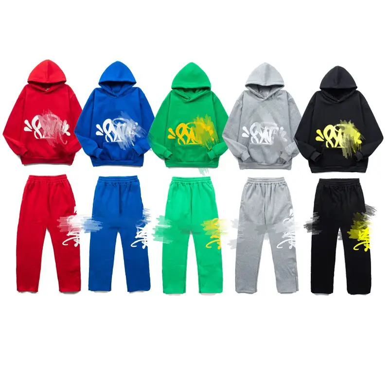 Autumn and winter foam printing loose casual men's sweater American cotton pants couple with the same suit
