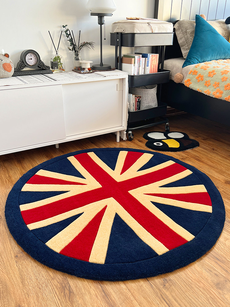 Fashion Brand British Living Room Study Round Carpet Tufting Tufted Handmade Acrylic Thick Bedroom Bedside No-Wash
