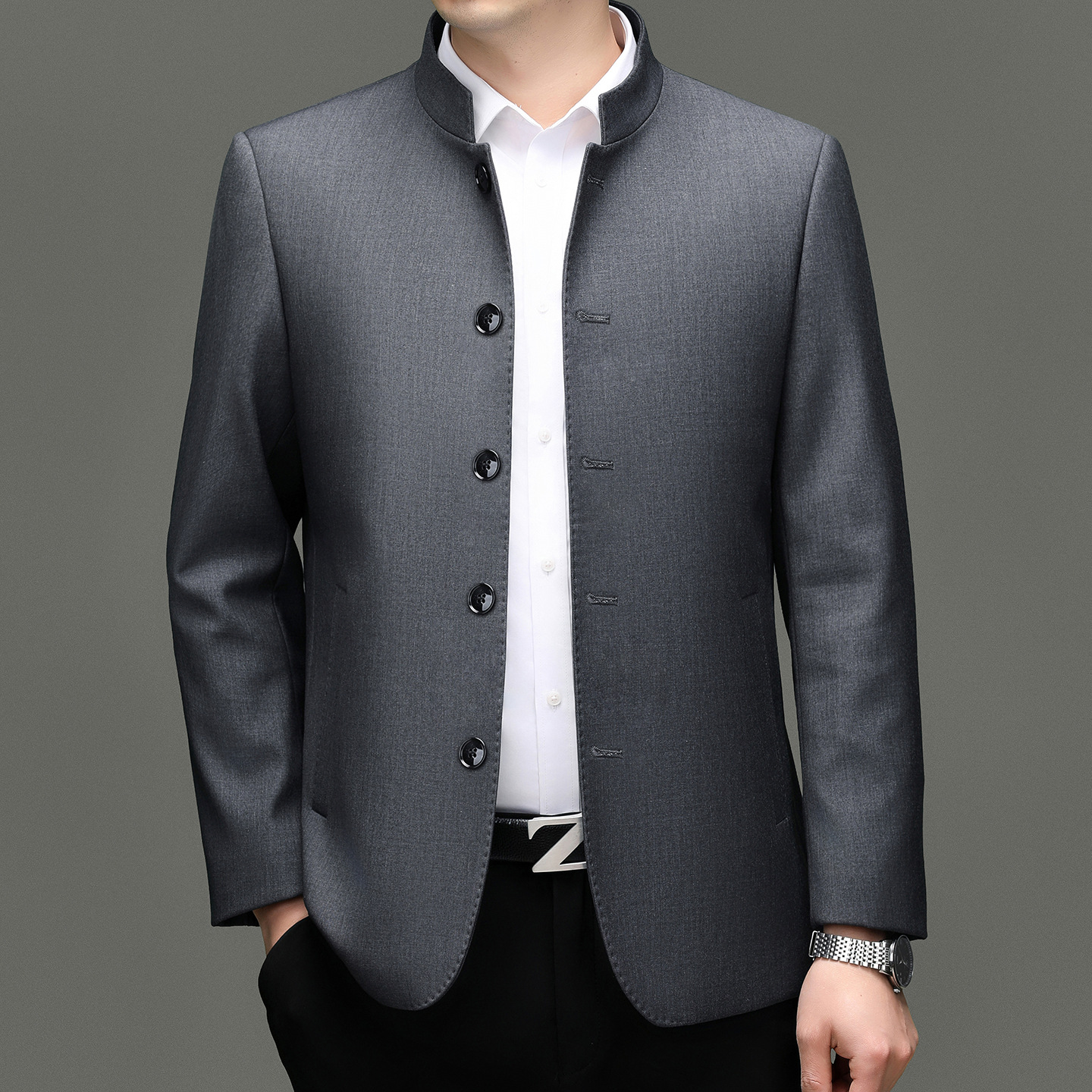 Men's New Spring and Autumn Stand-Collar Zhongshan-Style Jacket, Young and Middle-Aged Business Casual New Chinese-Style Jacket, Men's Trendy Outerwear