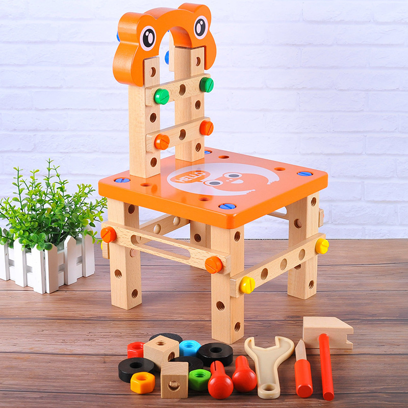 Cross-border Montessori Children's diy Luban Chair Disassembly Nut Tool Assembly Hand-assembled Multifunctional Educational Toys