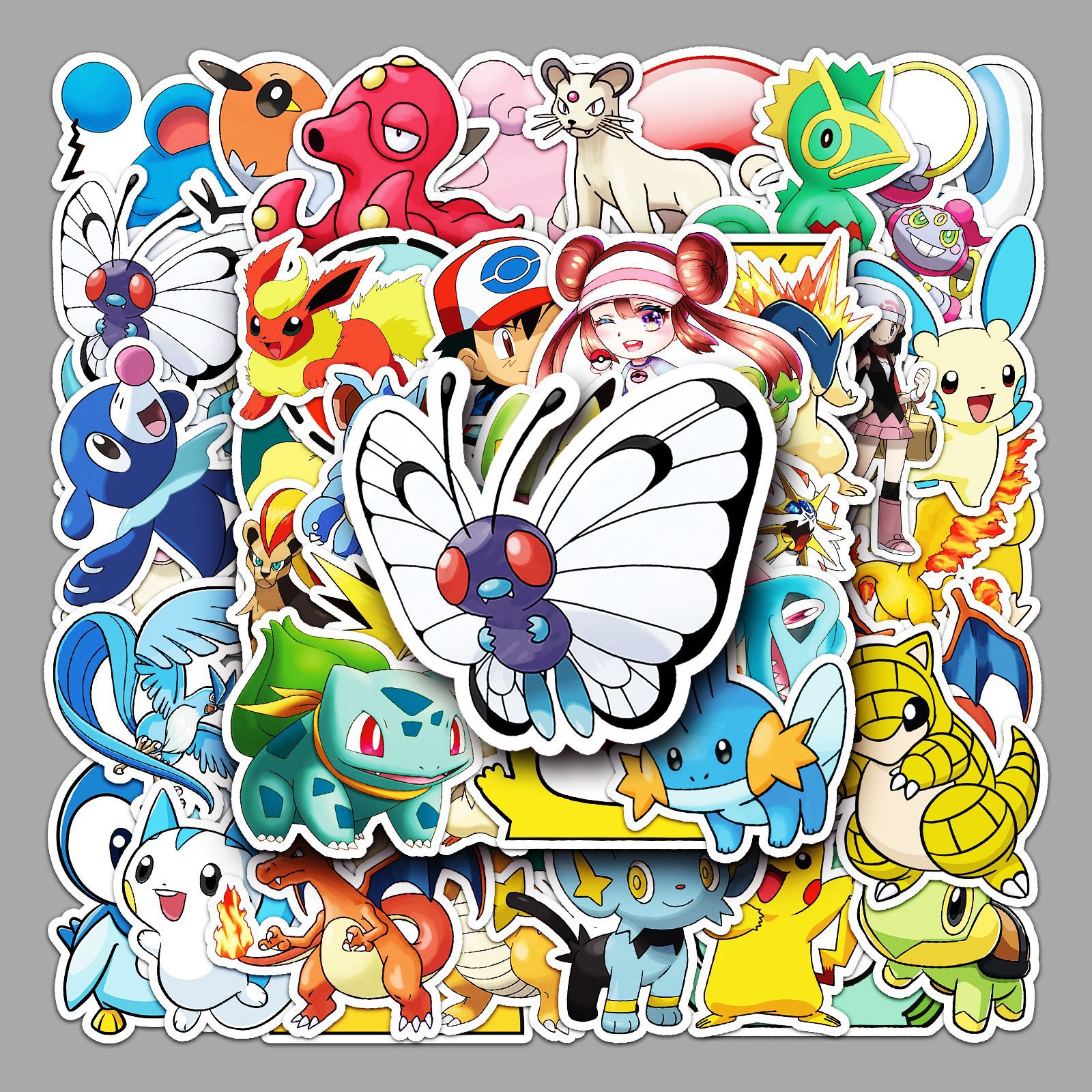 50 sheets Cartoon Pokémon Anime Decoration Personalized Luggage Laptop Scooter Car Stickers
