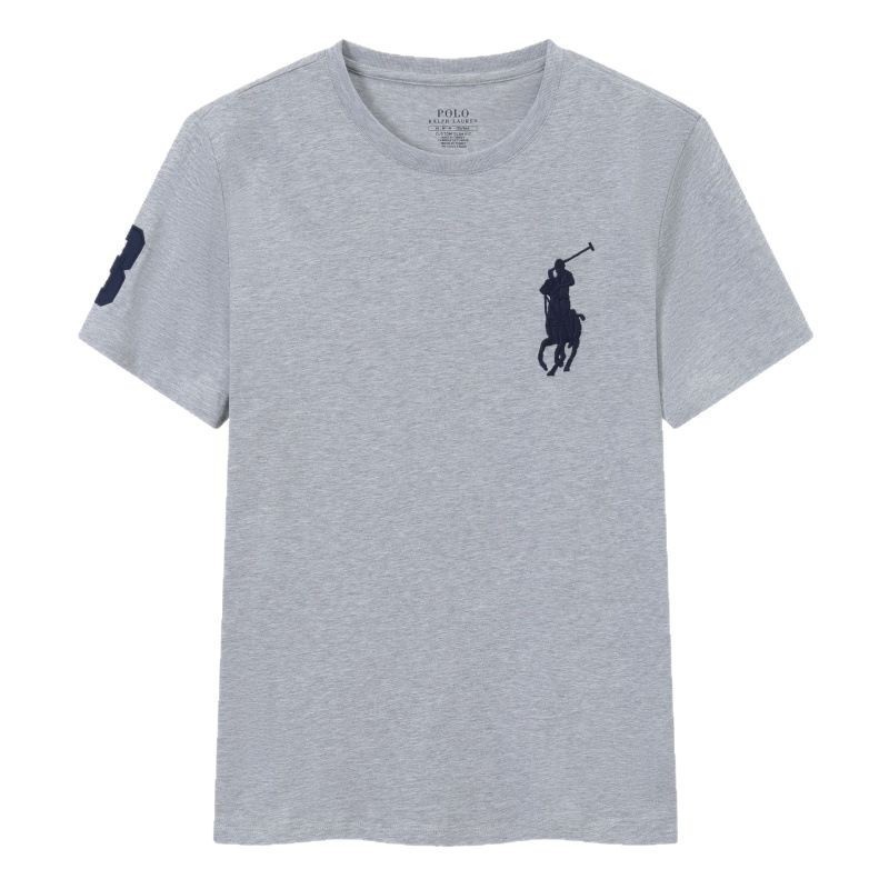 2025 Summer Men's Round-neck T-shirt Short-sleeved Slim-fit Cotton Embroidered Top Casual All-match Pure Cotton