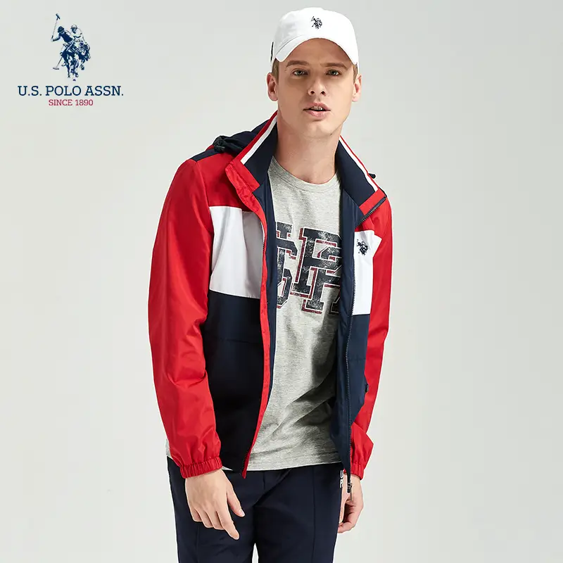 Uspoloassn Us Polo Assn. Autum Men Hooded jacket Windproof Trendy Jacket Outwear
