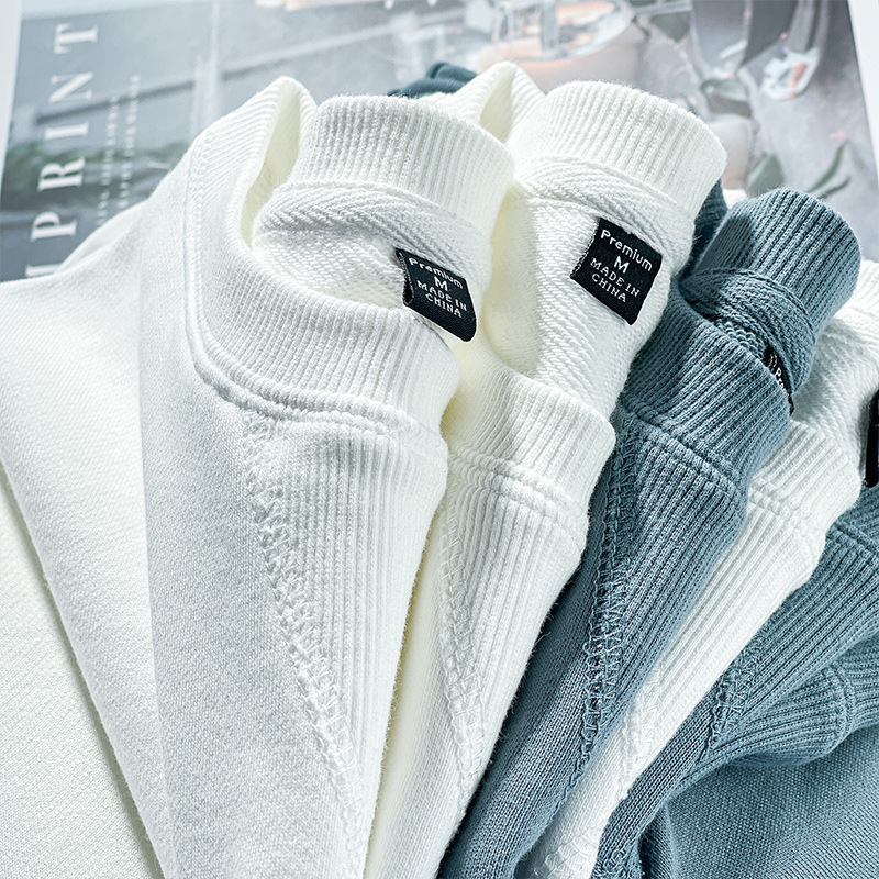 340g Textured Pure White Sweatshirt 2025 New Style Unisex Loose Thin Trendy Design Niche Spring Top