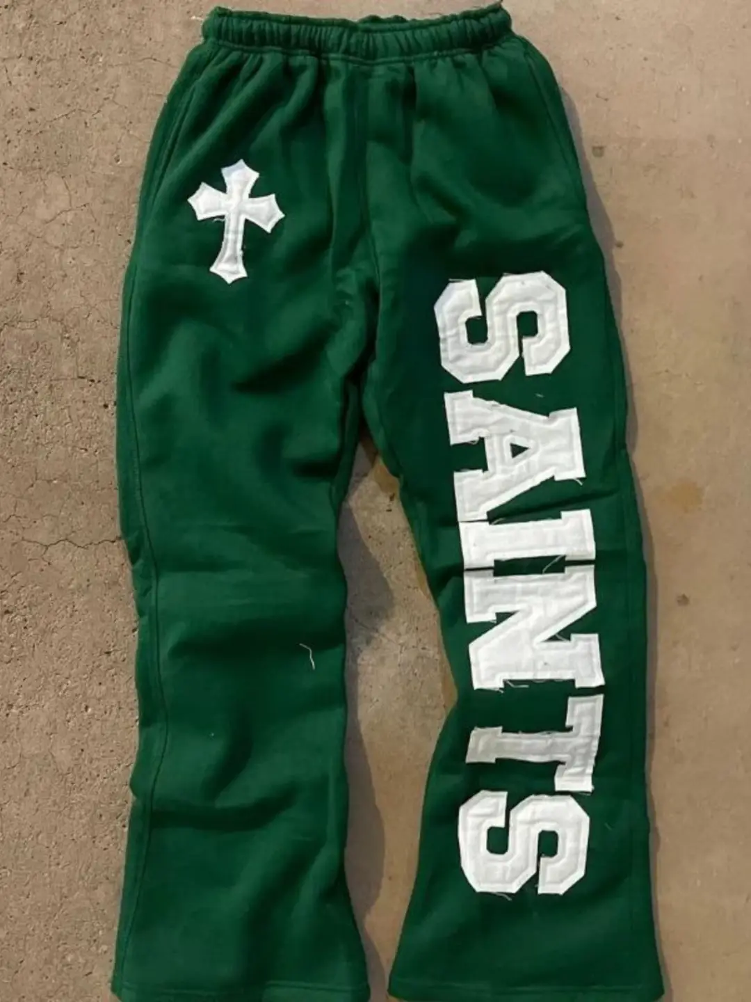 Letter embedding retro loose casual pants for men