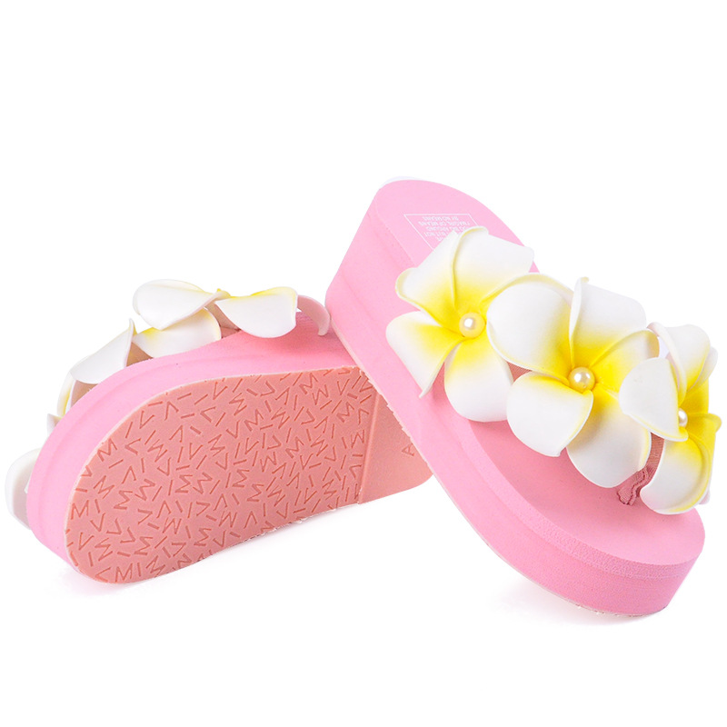 Beach handmade egg flower flip-flops sandals Flip-toe platform slippers women's fashion outerwear non-slip sandals