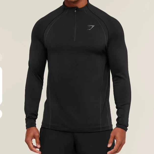 Heavy weight! Golden Shark Apex Half Zipper Thick Tight Clothing for Autumn and Winter Fitness Training, Breathable Quick Drying Men's Fitness Clothing