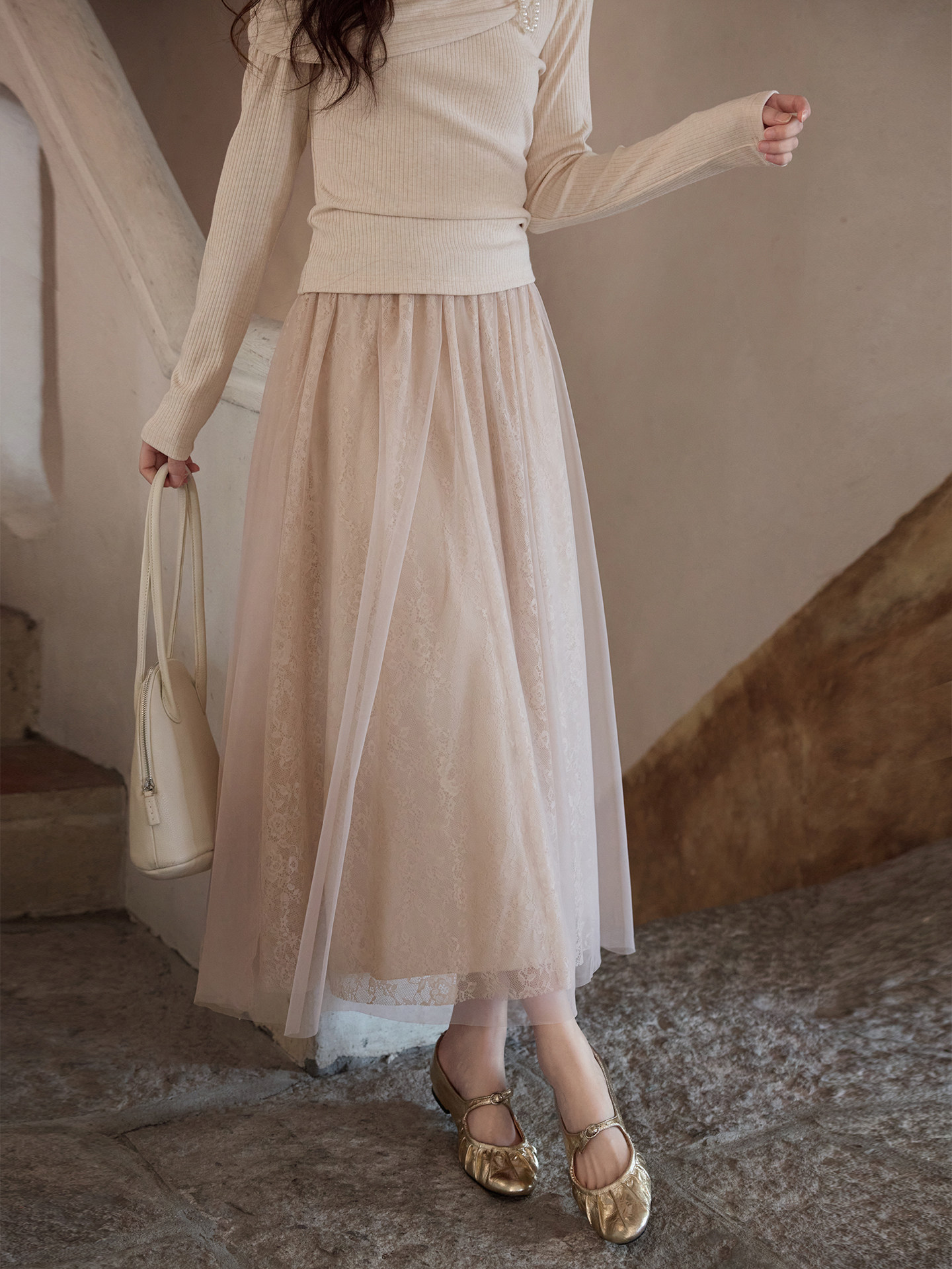 Ximeng 2026 New Spring Korean-Style Elegant Skirt, Very Beautiful for Petite Figures, High-Waisted Light Khaki Half Skirt
