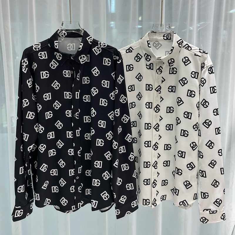 2024 spring new European and American cross-border foreign trade fashion Youth popular digital printing men's long-sleeved shirt shirt
