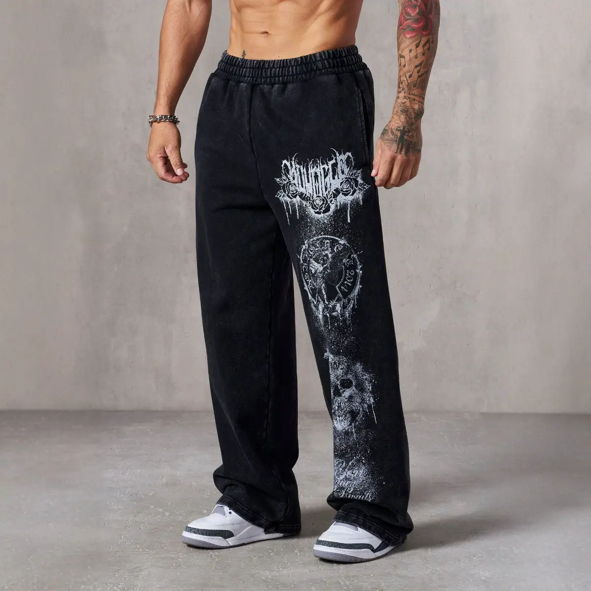American Trendy Brand Youngla Fitness Training Sports Pants European and American Joggers Loose Straight-Leg Printed Casual Long Pants
