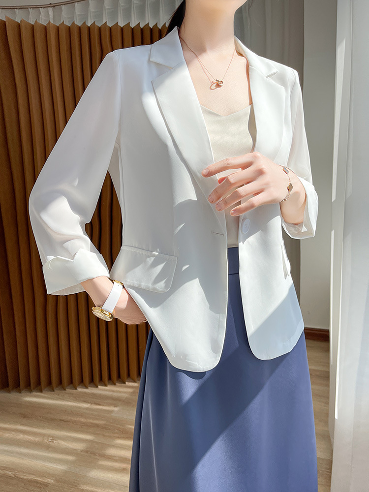 Matte Accessible Luxury Silks and Satins Top Drapey Chiffon Satin Suit Jacket for Women Spring & Fall Platinum Card Small Suit Versatile