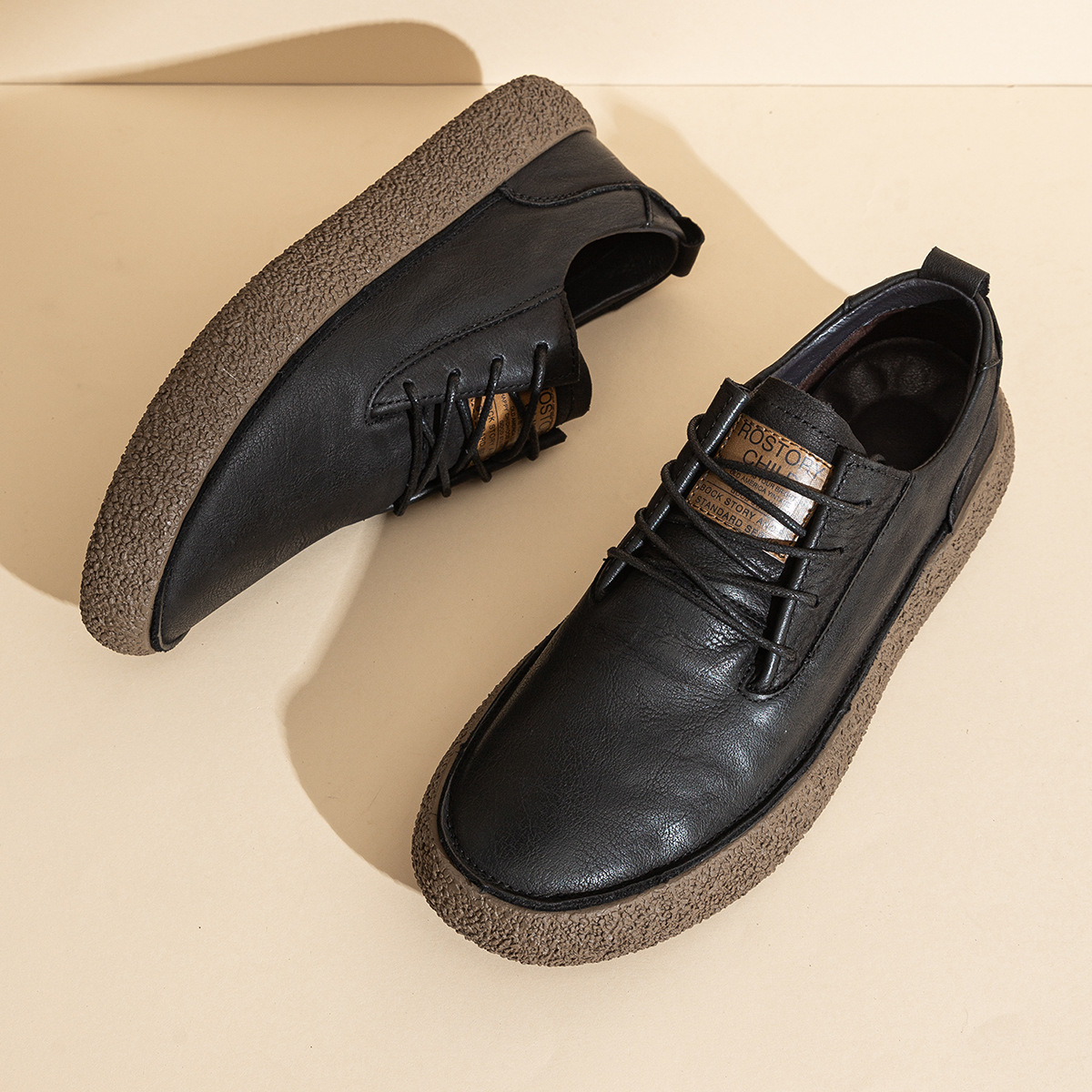 Casual Shoes 2025 New Leather Shoes Men's Genuine Leather Flats Non-Slip Low-Top Large Size Middle-Aged First-Layer Cowhide Men's Shoes Sneakers