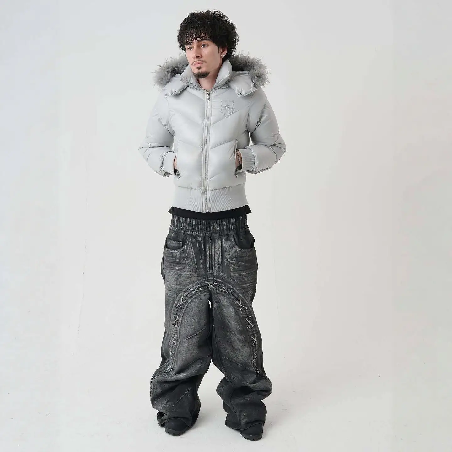 New Cross-Border European and American Trendy Winter Street Casual Fur Collar Hooded Cotton Jacket for Men and Women