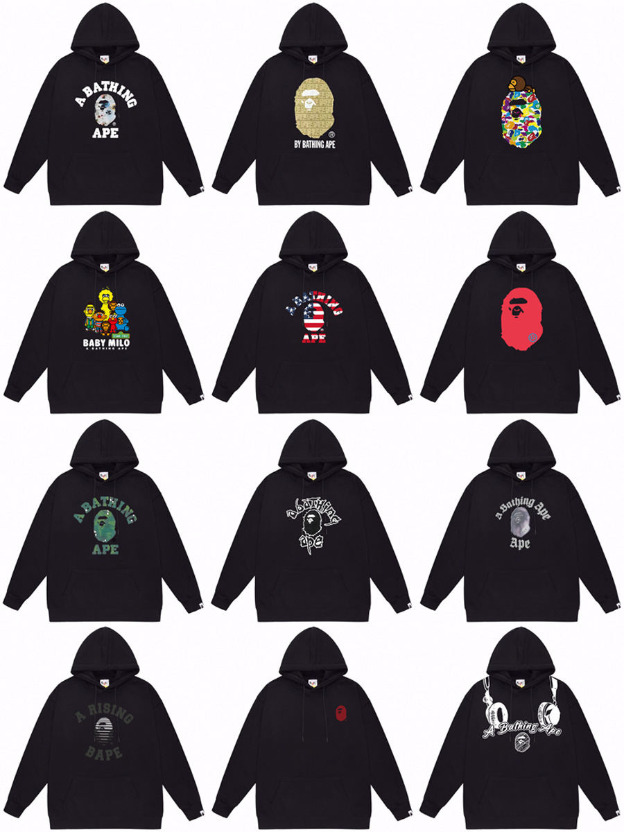 Trendy New Pure Cotton Terry Hooded Bape Ape Head Shark Sweatshirt Hoodie Cartoon Cross-Border Export Jacket