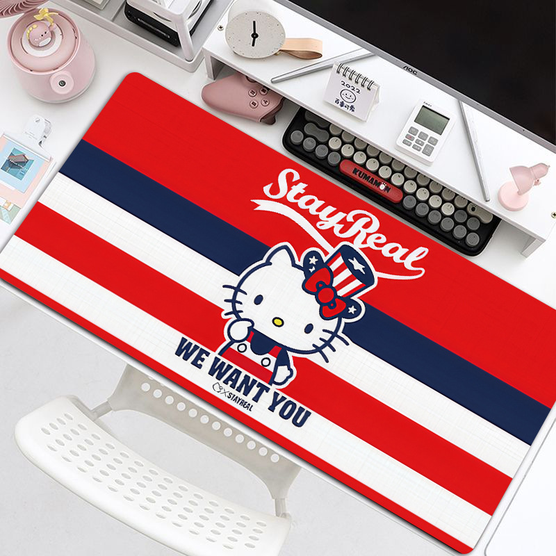 Hello Kitty Mouse Pad Oversized Cute Male and Female Office Large Computer Desktop Keyboard Pad Thickened Lock Edge Desk
