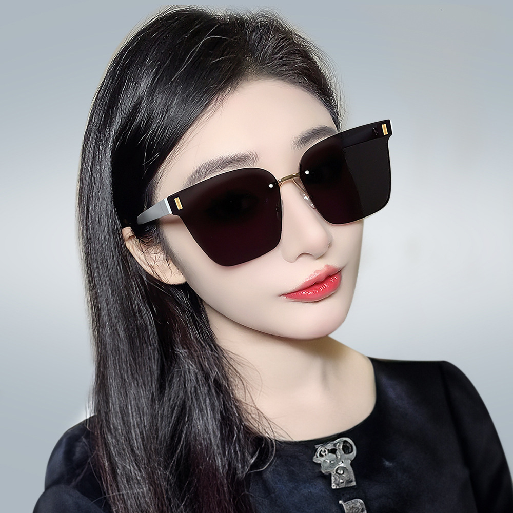 New Arrival Frameless Sunglasses UV-resistant Tawned Sunglasses Women's Summer High-grade Sunscreen Glasses sunglasses