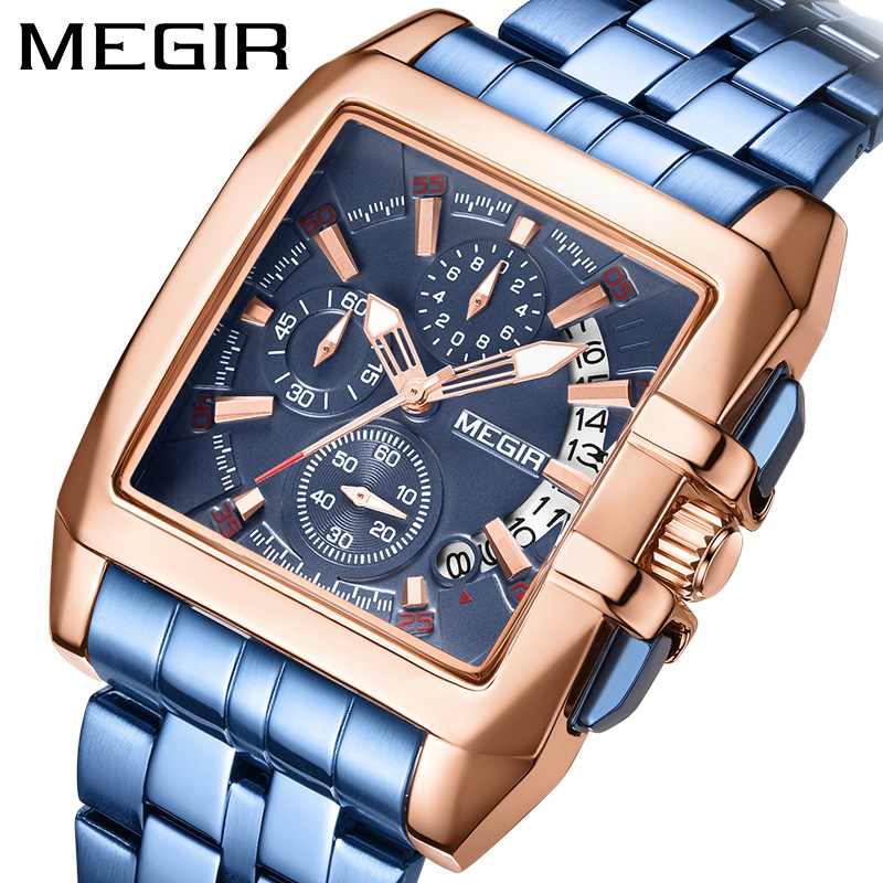megir Business Men's Watch Trendy Multifunctional Chronograph Steel Belt Cross-border Quartz Men's Watch 2018G