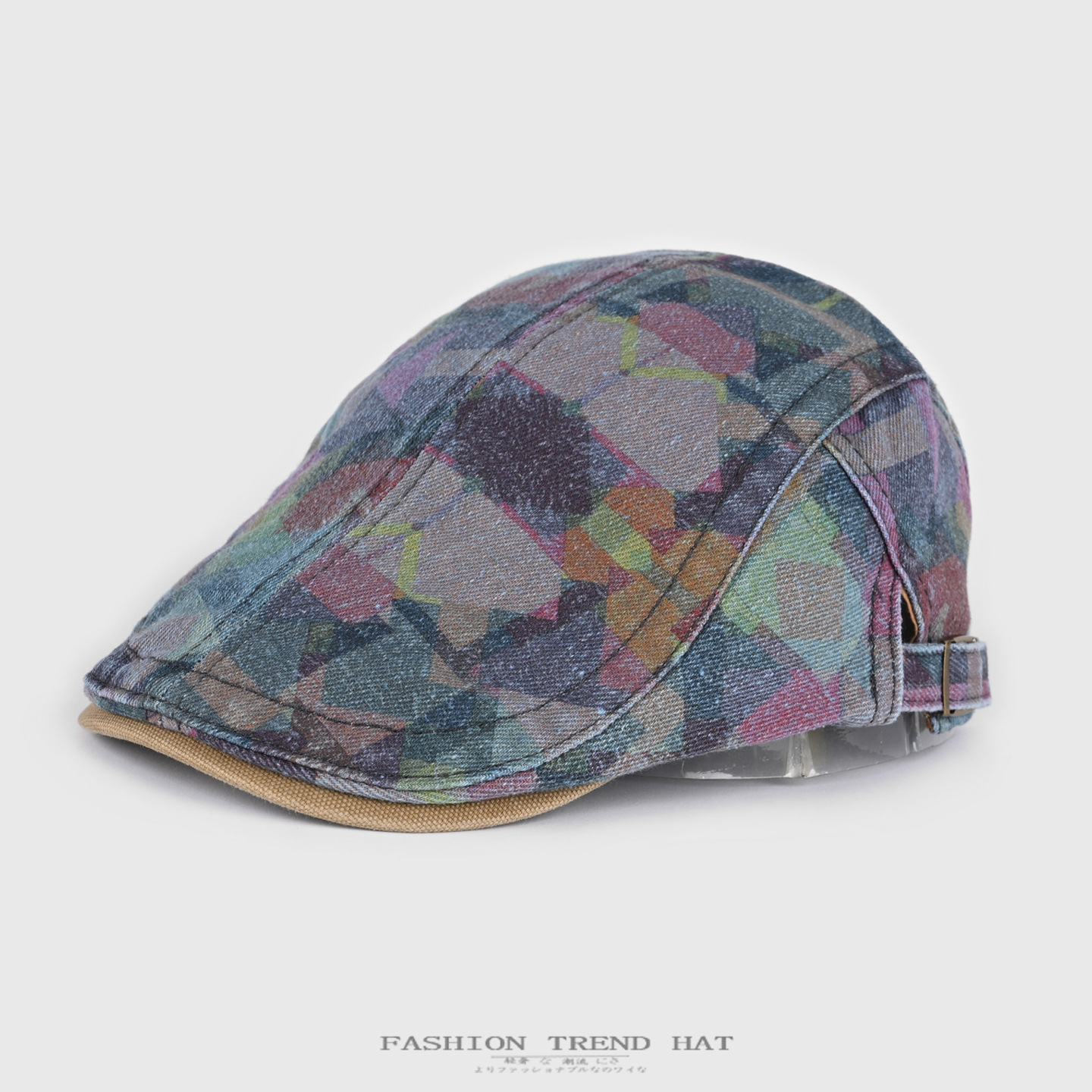 American-Style Colorful Plaid Washed Denim Forward Cap for Men and Women, Spring and Summer Versatile Baseball Cap, Artist Hat, Newsboy Cap, Trendy