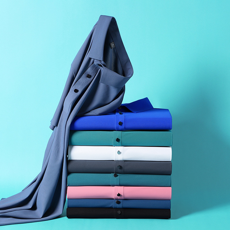 Men's Ice Silk Polo Shirt Custom-Made Business Seamless Lapel Short-Sleeved Men's Cool Non-Iron Summer Polo Shirt Workwear