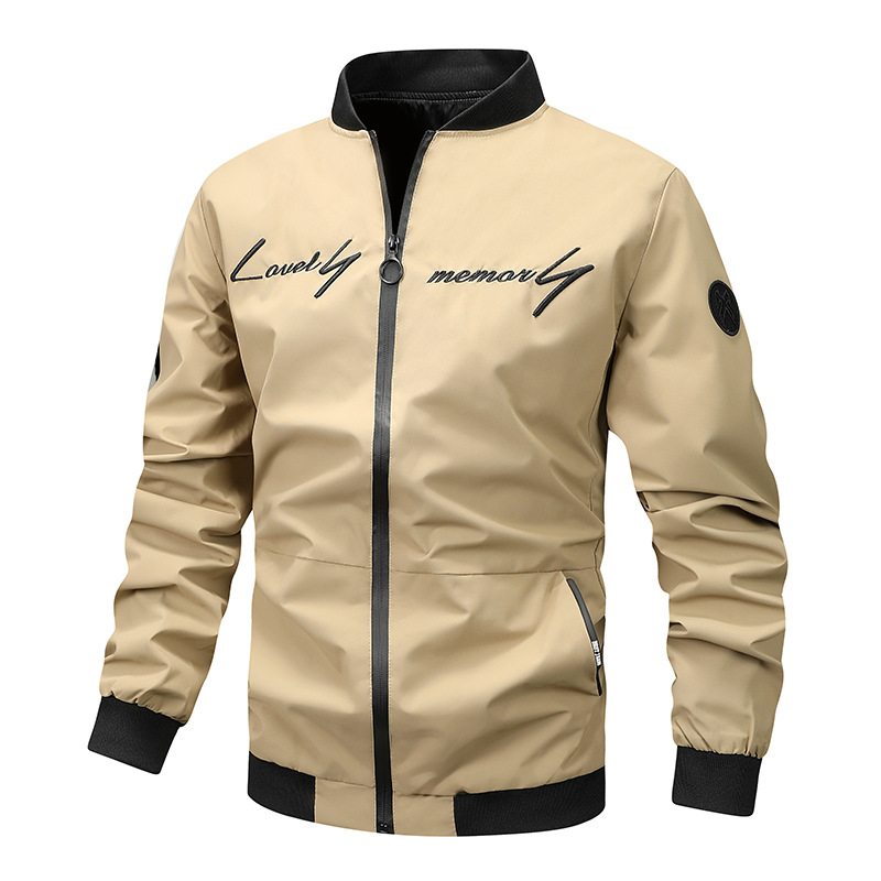 New Spring and Autumn cross-border jacket men's coat Korean style loose stand collar embroidered baseball uniform autumn and winter fleece-lined trendy top