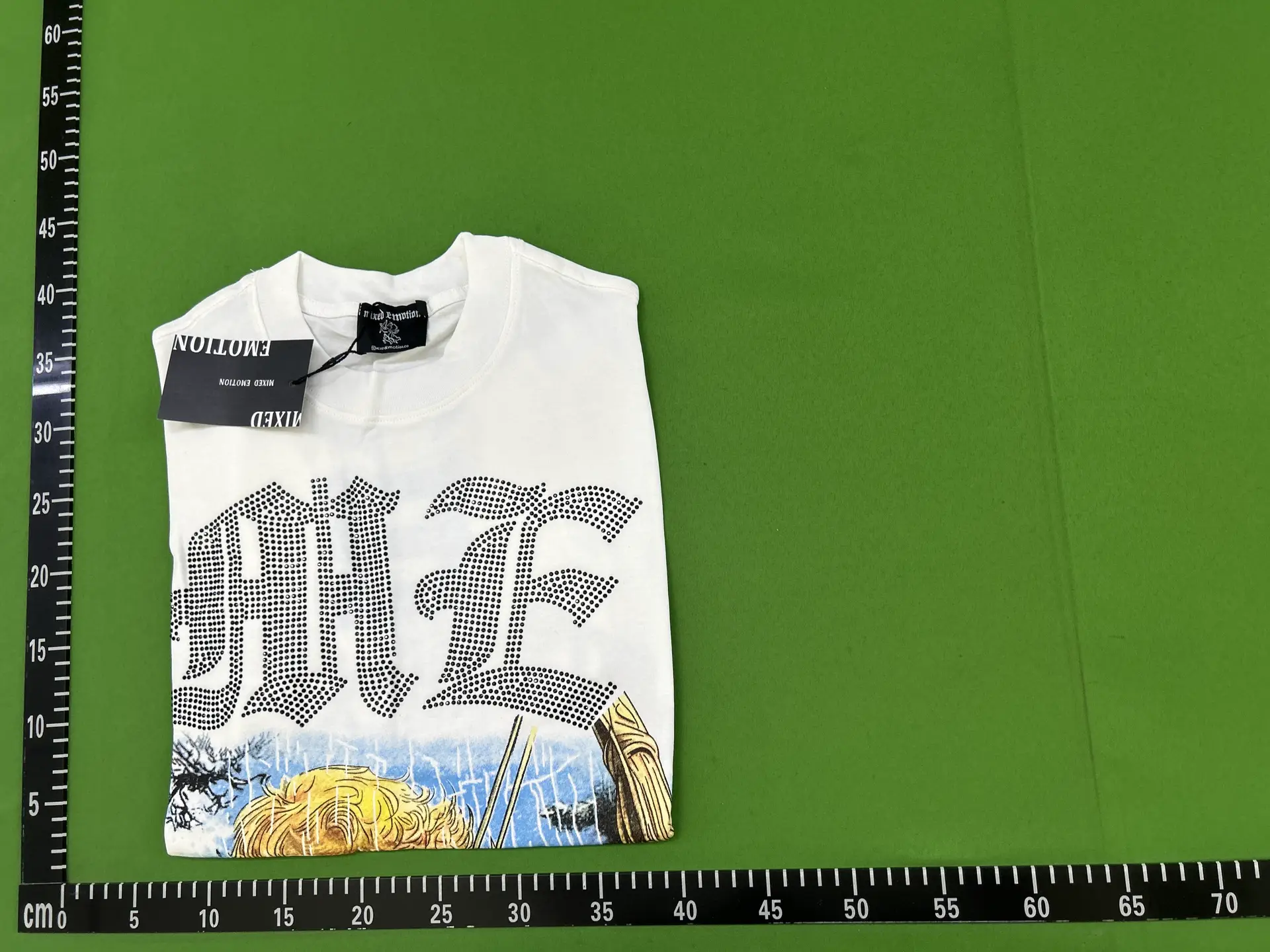 Mixed Emotion t Shirt Hip Hop Trendy High Street Hip-Hop Rhinestone Loose Pure Cotton Short-Sleeve T-Shirt
