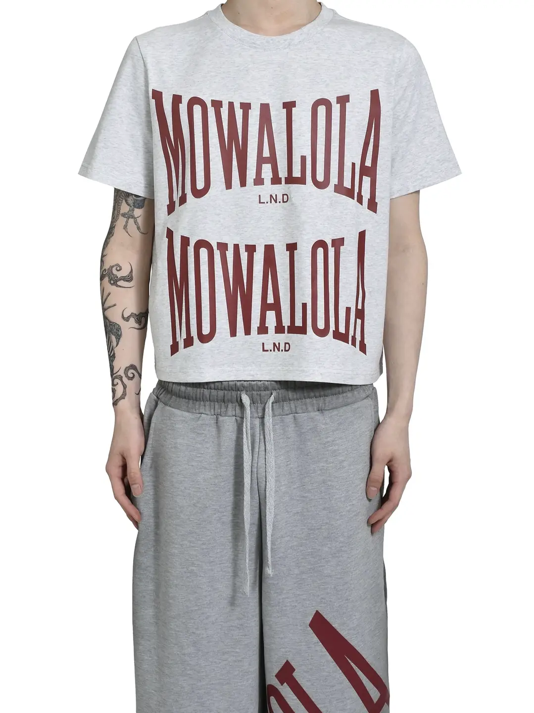 Mowalola Double Sweat Printed Gray Short Wide T-Shirt Tee Opium Yvl Style Visual Series