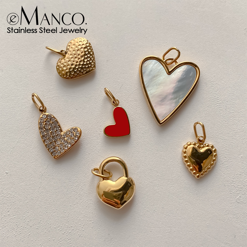 eMancoINS Small Fragrant Style Explosions Love Full Diamond Stainless Steel Necklace Ring Earrings Pendant Women's High-end Decoration