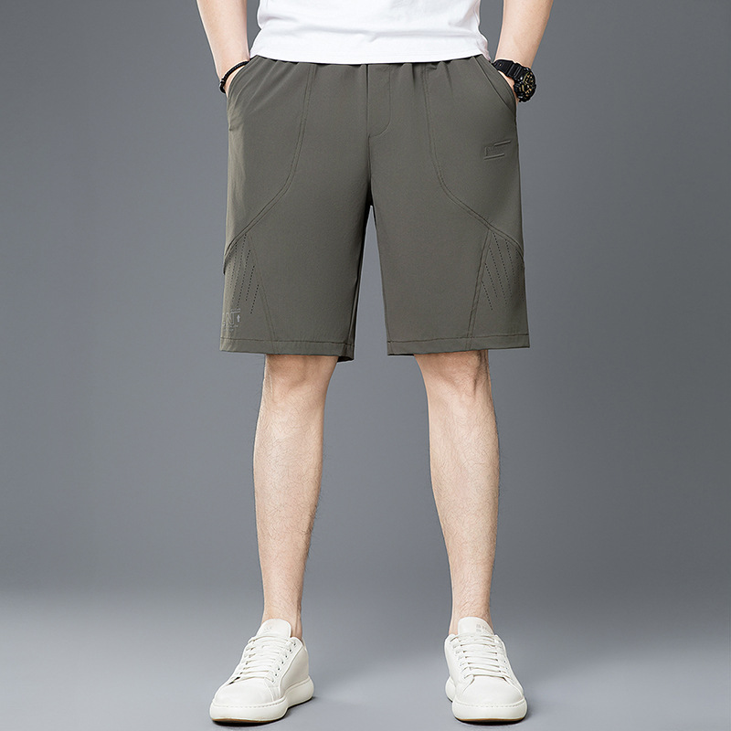 Men's Summer Ice Silk Shorts, Straight-Leg Loose Quick-Dry Sports Beach Pants, Cool and Breathable Casual Pants