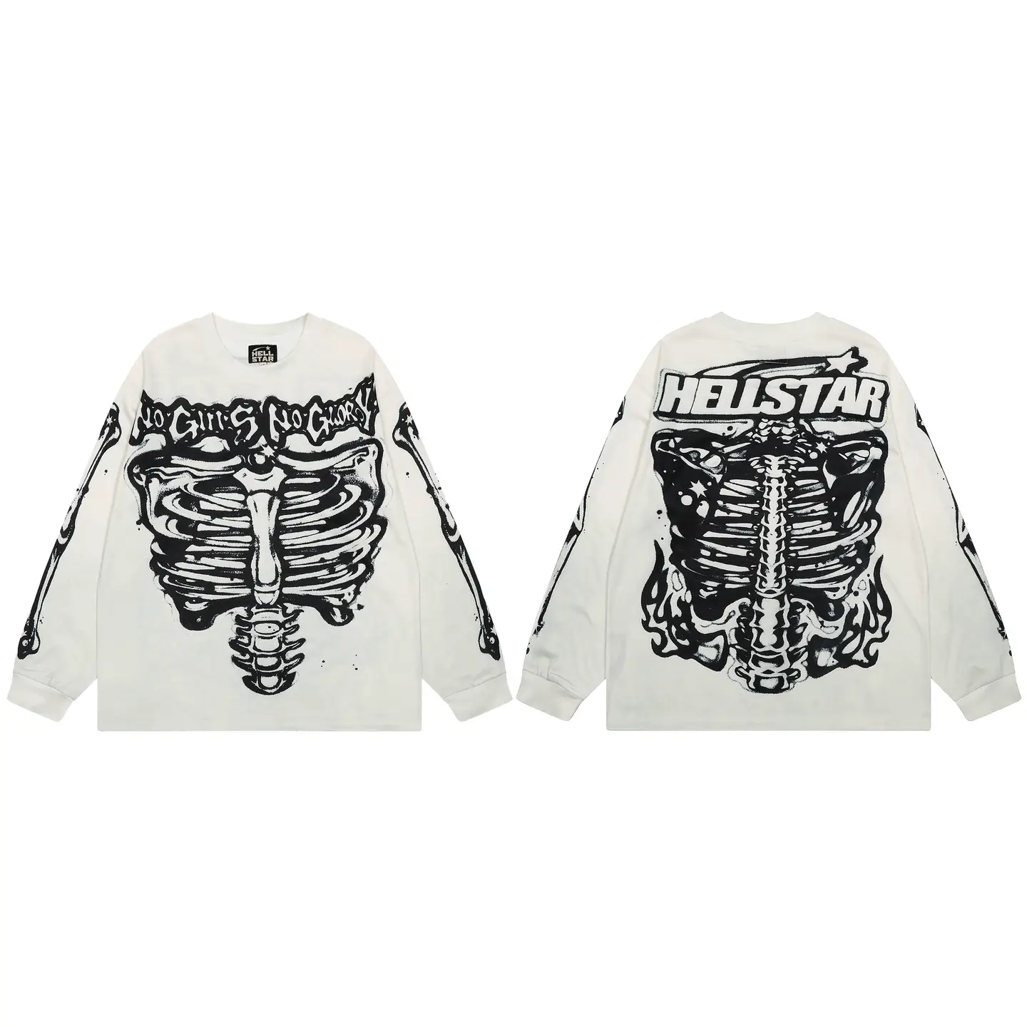 Vintage Long Sleeve t Shirt European and American Trendy Brand Fashion Retro Hip-Hop Casual Long-Sleeved T-Shirt