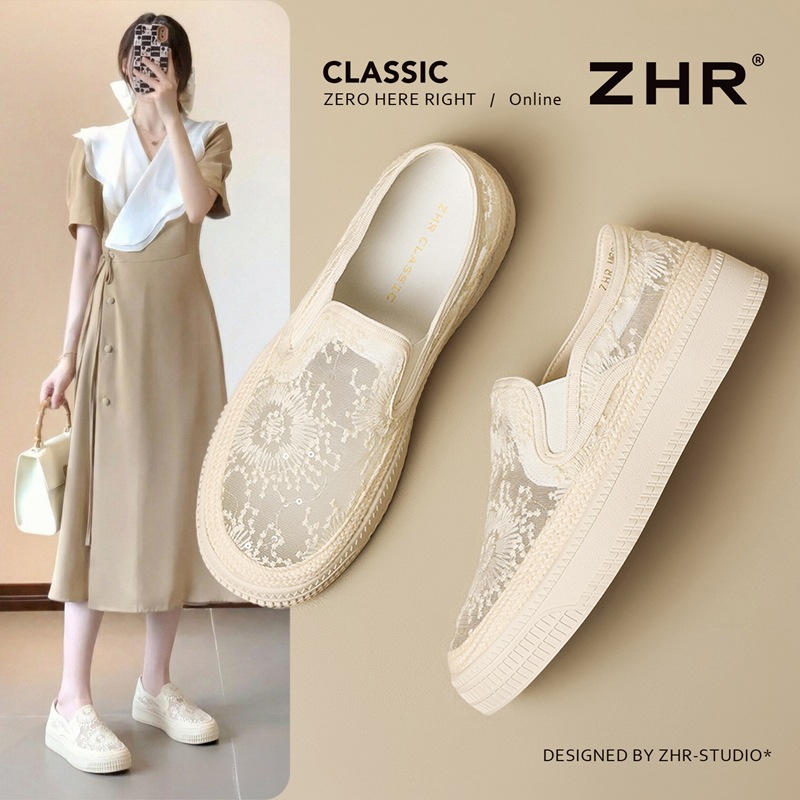 Zhr Retro Thick-Soled Height-Increasing Fisherman Shoes 2026 Summer New Versatile Women's Slip-On Breathable Shoes